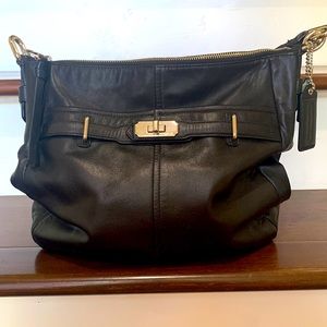 Authentic Coach Black Glove Leather Chelsea Hobo Hand Bag #17816